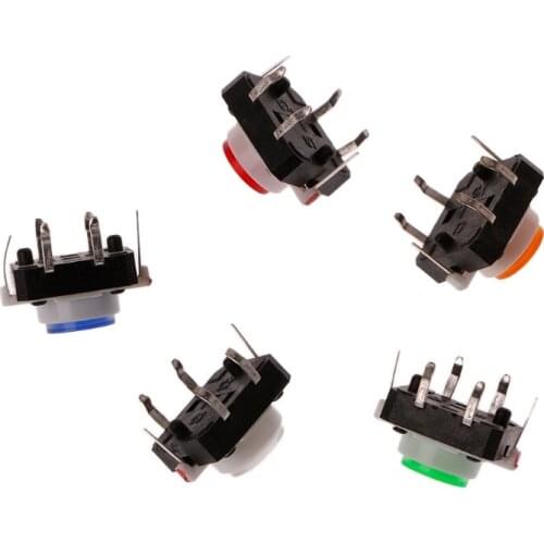 28EB 10 Pcs LED Light Momentary Tactile Tact Push Button Switch 12x12x7.3mm 5 Colors
