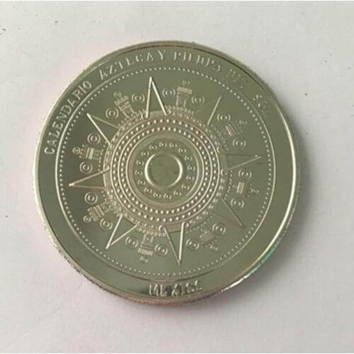 10 pcs The Mayan Calendar Aztec badge silver plated badge SOL 40 mm souvenir Home collectible decoration coin