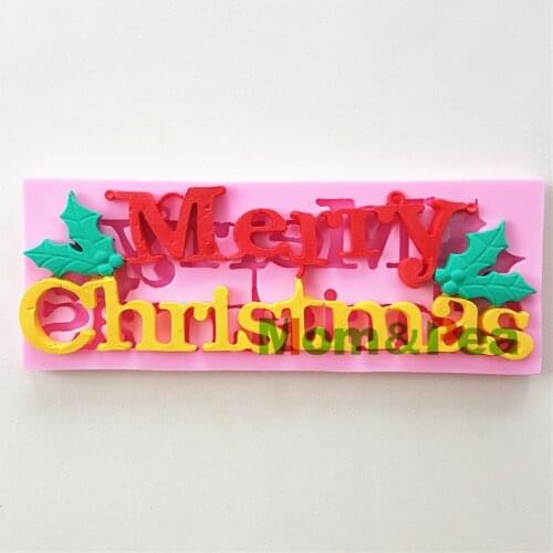 Mom&Pea 1053 Free Shipping Merry Christmas Shaped Silicone Mold Cake Decoration Fondant Cake 3D Mold Food Grade