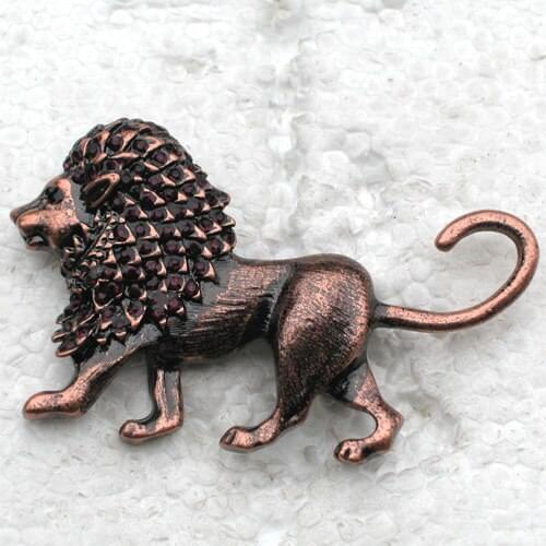 12pcs/lot Wholesale Fashion Brooch Rhinestone Lion Corsage Pin brooches C101064