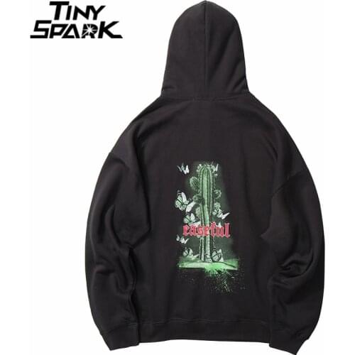 2021 Hip Hop Hoodies Sweatshirt Streetwear Butterfly Easeful Cactus Men Harajuku Pullover Hoodie Winter Fleece Cotton Sweatshirt