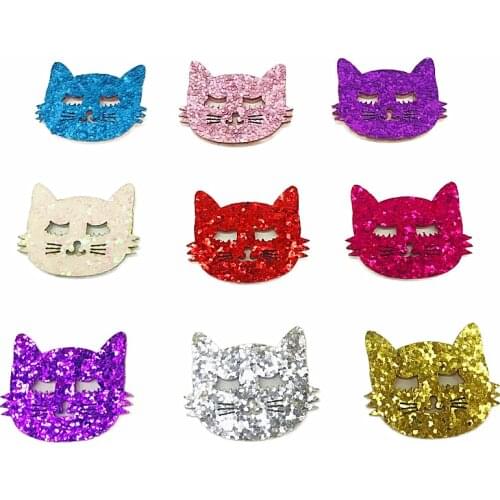 10Pcs Cartoon Animal Bling Cat Appliques For DIY Craft Scrapbooking Hat Shoes Decor Patches Headwear Hair Clips Bow Accessories