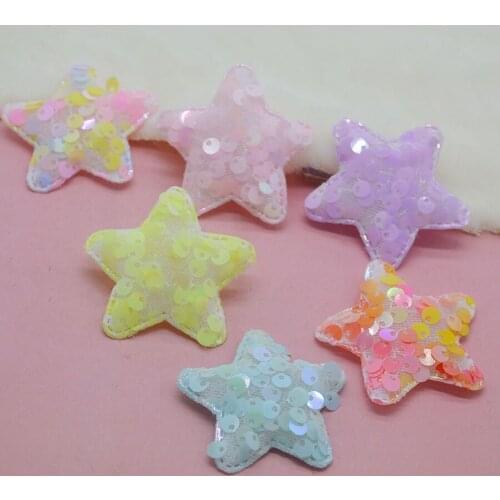 40pcs/lot 5cm glitter sequin star padded Appliques for DIY Headband Accessories and Craft Clothes Sewing Supplies