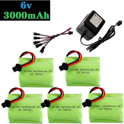 6v 3000mAh Battery and Charger For RC Cars Robots Tanks Gun Boats 6v NiMH Battery Aa 2400mah 6v Rechargeable Battery Pack
