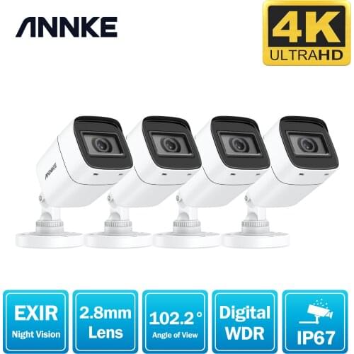 ANNKE 4K Add-on Wired Bullet Security Camera with IR Night Vision IP67 Waterproof for Outdoor Indoor Video Surveillance White