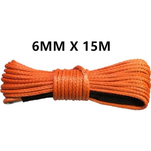 Free Shipping 1/4''x50' 6mm*15m 12 strand off-road uhmwpe synthetic winch rope thimble for ATV/UTV/SUV/4X4/4WD Free Shipping