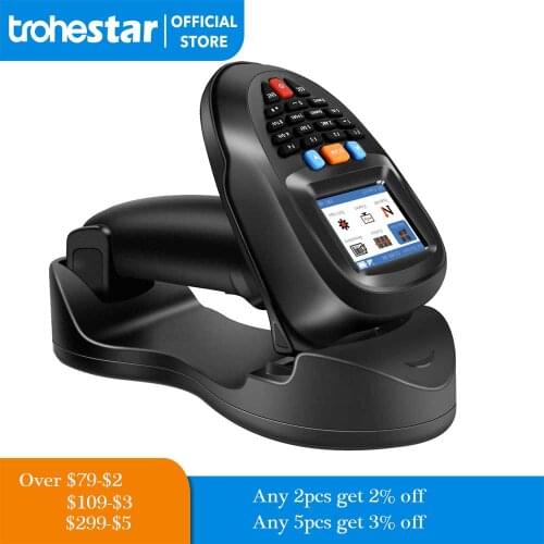 Trohestar Barcode Scanner Wireless Portable Data Terminal Inventory Device 2.4GHz Bar Code Reader Bluetooth Scanners for store