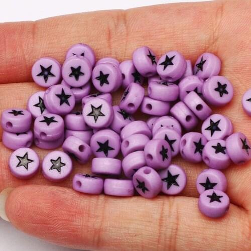 100-500pcs Black Star Pattern 4x7mm Purple Acrylic Spacer Beads For Jewelry Making DIY Necklace Bracelet Beaded Accessories
