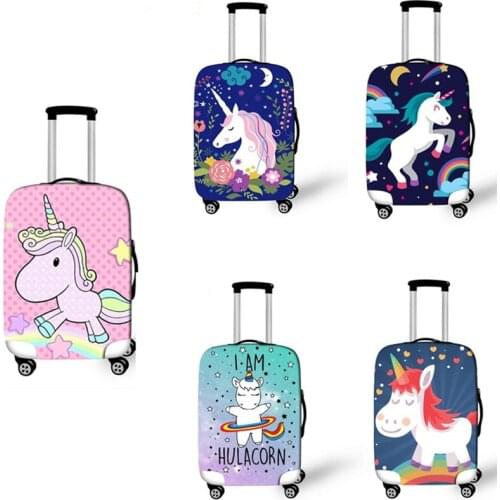 Cartoon Rainbow Unicorn Luggage Cover for Girls Pink Suitcase Protective Covers Elastic Travel Case Cover Travel Accessories