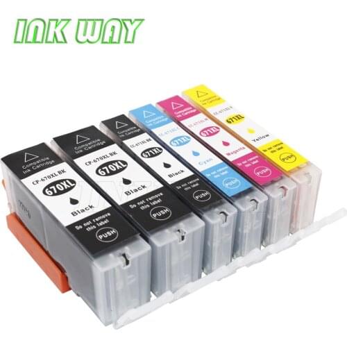 INK WAY 6x Ink Cartridges PGI-670XL CLI-671XL for Pixma MG5760 MG5765 MG6865 MG7760 etc.,1 extra black with 5C full set