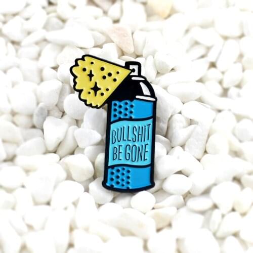 BULLSHIT BE GONE Remove Style Enamel Pin spray away the nonsense Badge Cartoon blue Lovely gift fashion Accessories