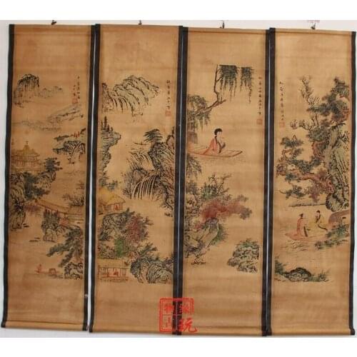 China scroll painting Four screen paintings Middle hall hanging painting
