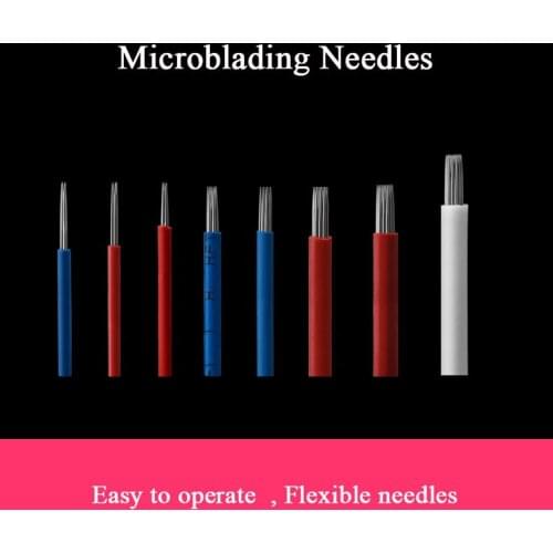 10pcs Tattoo Needles 3rl 5rl 7rl Semi Permanent Makeup Supplies Disposable Microblading Blade/Fog Needle for Eyebrow Lip Tools