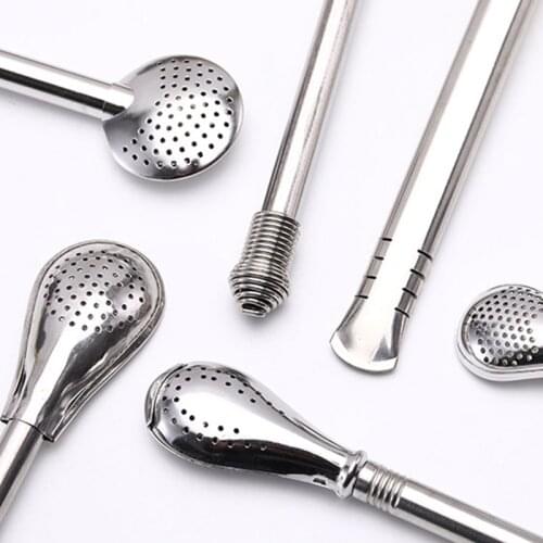 Stainless Steel Drinking Straw Spoon Tea Filter Yerba Mate Tea Straws Health Gourd Reusable Tea Tools Washable Bar Accessories