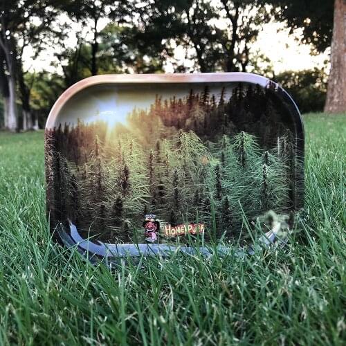 HONEYPUFF Metal Rolling Tray Tin 140MM*180MM Tobacco Herb Rolling Paper Trays Storage Case For Smoking Accessories Mans Gadgets