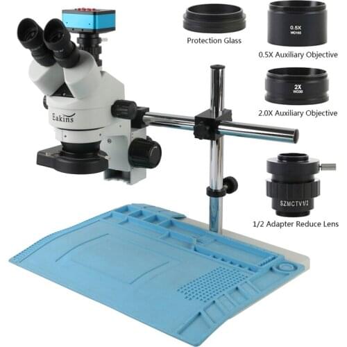 7X-45X Continuous Zoom Simul-focal Trinocular Stereo Microscope 4K 12MP 1080P USB HDMI Industrial Soldering Repair Lab Camera