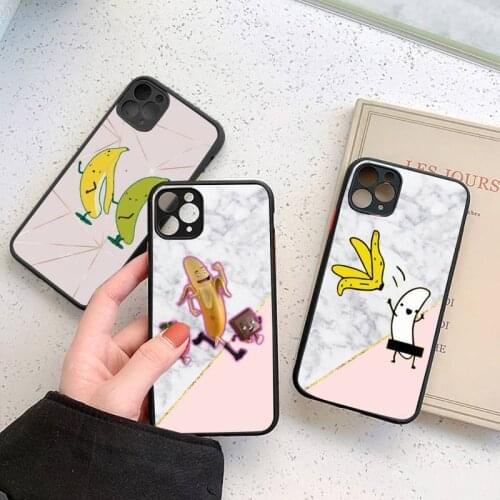 Cartoon Funny Banana marble Phone Case For iphone 12 11 7 8 plus mini x xs xr pro max matte transparent cover