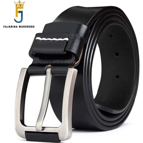 FAJARINA Mens Quality Solid Leather Clasp Buckle Design Retro Style Mens Jeans Belt Geunine Leather Belts for Men N17FJ143