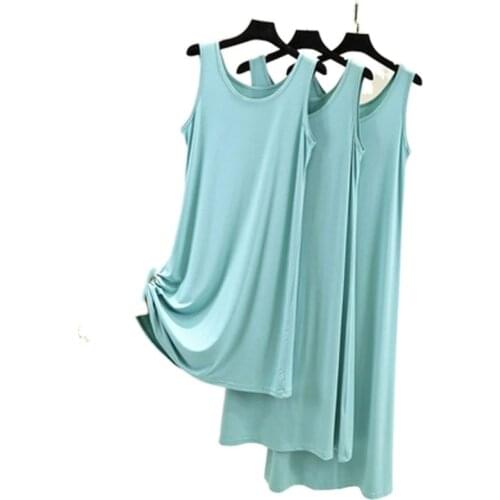 2021 New Fashion O-Neck sleeveless Summer Spaghetti strap Dress Modal Women Sexy cotton Dress Plus Size Elastic loose vest Dress