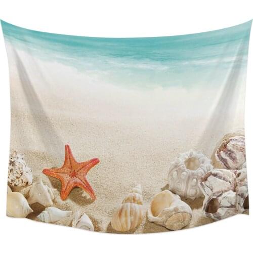 Ocean Beach Starfish Shell Tapestry Wall Hanging Home Wall Decor Blanket Bedroom Tapestry Yoga Mat