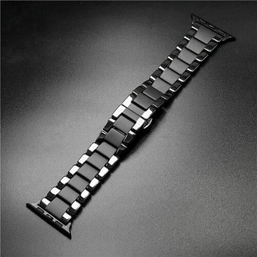 Ceramic strap for iWatch series 4 5 2 1 3 38mm 40 mm Watch Band black color Loop Bracelet for apple watch 4 5 42mm 44mm