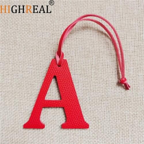 HIGHREAL Custom Made Luxury Genuine Leather Character Letter A Keychain Women Bag Charm Backpack Pendant