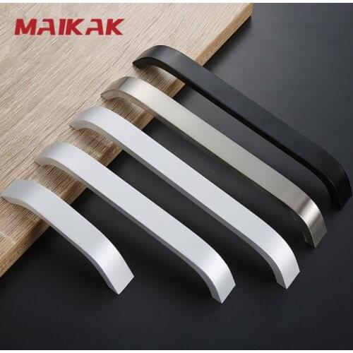 Kitchen Cabinet Knobs Handles Black Furniture Handle for Cabinet Drawer Pulls Aluminum Alloy Handle 96/128/160/192mm