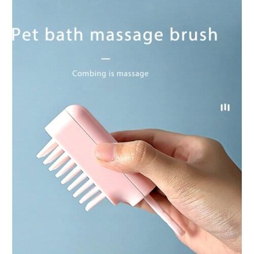 Pet Massage Soft Bath Brush Shampoo Dispenser Comfy Silicone Brush Rubber Bristle For Dogs Cats Shower Grooming Tools