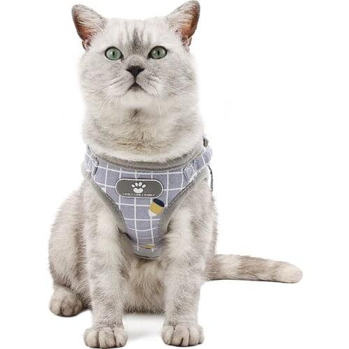 Breathable Cat Harness And Leash Escape Proof Pet Clothes Kitten Puppy Dogs Vest Adjustable Easy Control Reflective Cat Harness