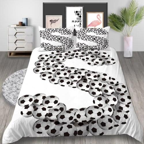 Thumbedding Football Bedding Set Single Creative Letter S Duvet Cover For Boy White King Queen Twin Full Double Soft Bed Set