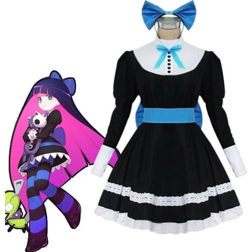 Cosplay Panty Stocking with Garterbelt Heroine Anarchy Stocking Black Dress Cosplay Costume women Lolita Maid Suit party Uniform