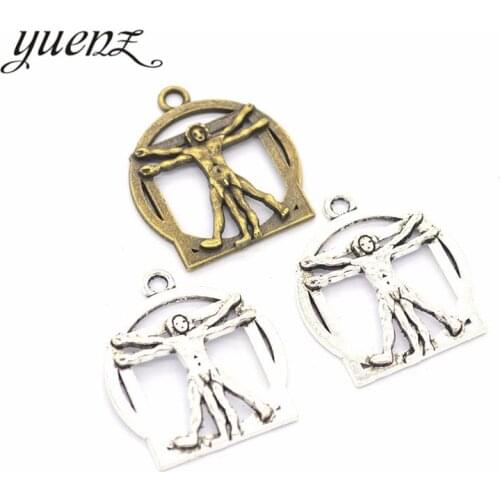 YuenZ 10pcs 3 color Antique Silver Plated Uomo vitruviano Charms Pendant DIY Handmade Jewelry Accessories 25*22mm I108