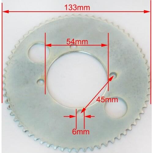 65 Tooth 54mm Rear Chain Sprocket for Small Dolphin Electric Scooter Mini Moto fit 25H Chain