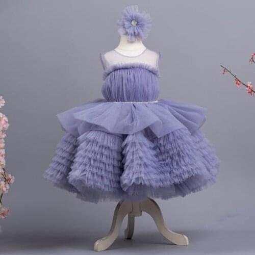 1-14 Years Kids Dress for Wedding Tulle Tiered Skirt Girl Dress Princess Party Pageant Formal Gown For Teen