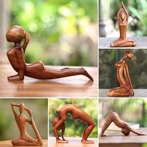 Yoga Body Wood Carving Yoga Gymnastics Lovers Gift Yoga Wood Carving Decoration Crafts Sculpture Decorative Ornaments 1pcs