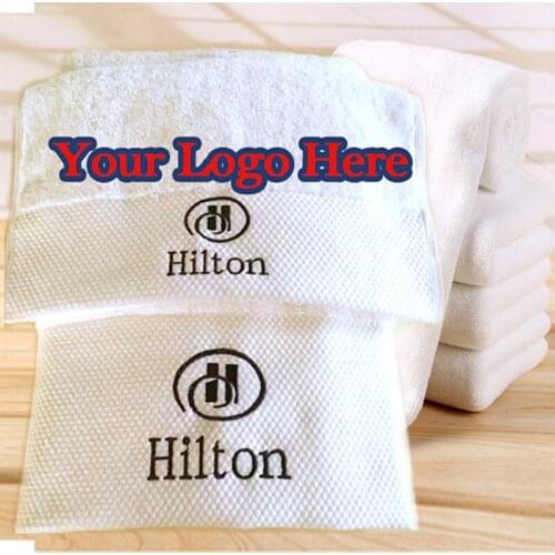 10 pieces White Face Towel for Hotel Custom Embroidery Bath Towels Personalized Customized Beach Towel Corporate Gift With Logo