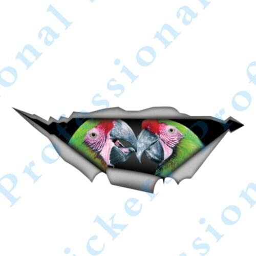3D Animal Blue Fronted parrot Sticker Torn Metal Vinyl Decal Lovely Car Stickers Motorcycle Trunk Animal 3D Car Styling