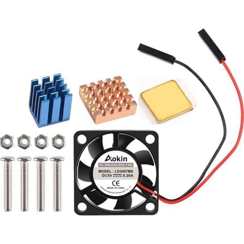 5V / 3.3V Cooling Fan With Screws + Heat Sink 1 Aluminum With 2 Copper For Raspberry Pi 3 / Pi 2 Model B RPI B