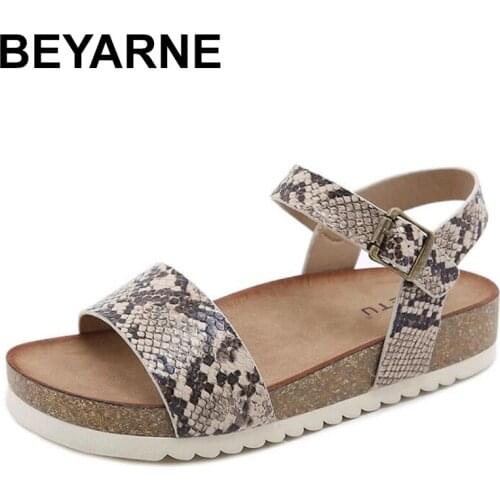 BEYARNE Serpentine Casual Sandals Woman Platform Sandals Summer Female Plus Size Shoes Sandal Cork Buckle Sandals Zapatos De Muj