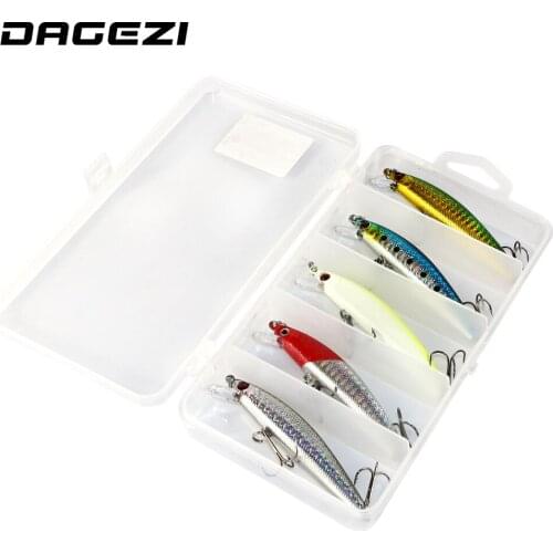 DAGEZI lure set 3D Eyes Fishing Lures with box Minnow 5pcs/lot fishing bait 8.5cm/7g Luminous Long Fishing Tackle