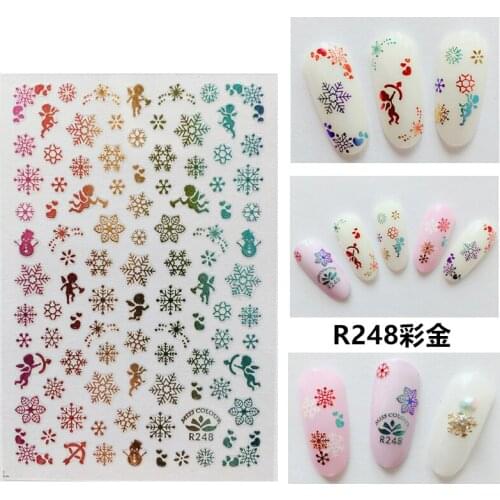 3D Stickers for Nails Self-adhesive Design Color Beautiful Snowflake Nail Art Decorations Decals Foil Wrap Manicure Accessories