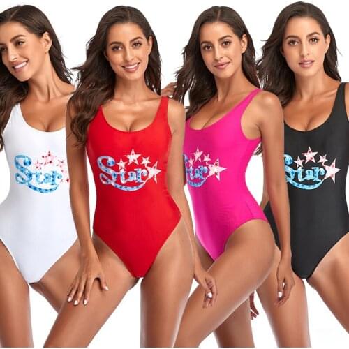4 Color Solid One-Piece Swimsuit Women Sports Bikini Sexy Backless Monokini 2021 Summer Girls Beach Bathing Suit Swimwear Female