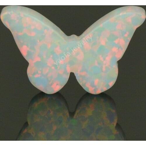 Wholesale butterfly shape lab created opal Op18 white fire opal stone loose bead for opal necklace in 78 colors
