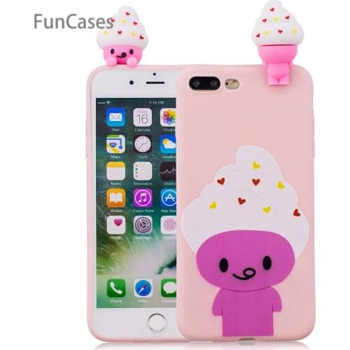 Lovely Ice Cream Phone Case sFor Capinha iPhone 7 Plus Soft TPU Back Cover Phone Vintage Telefon Aksesuar Case For iPhone 8 Plus