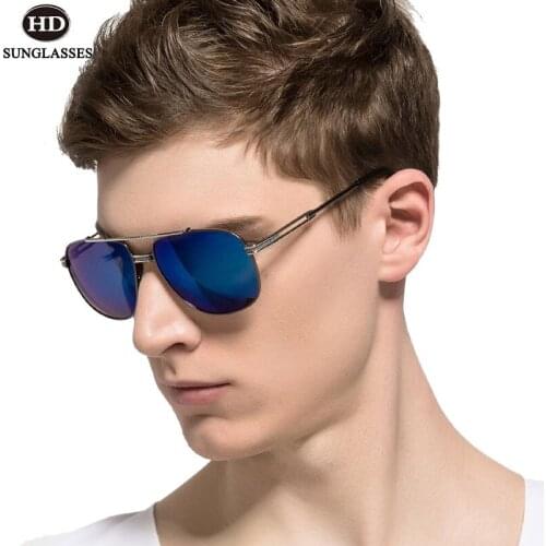 HDclear Polarized Sunglasses Men Alloy Frame Driving Glasses Women Retro Mirror Coated Eyewear Casual UV400 Oculo De Sol LD113