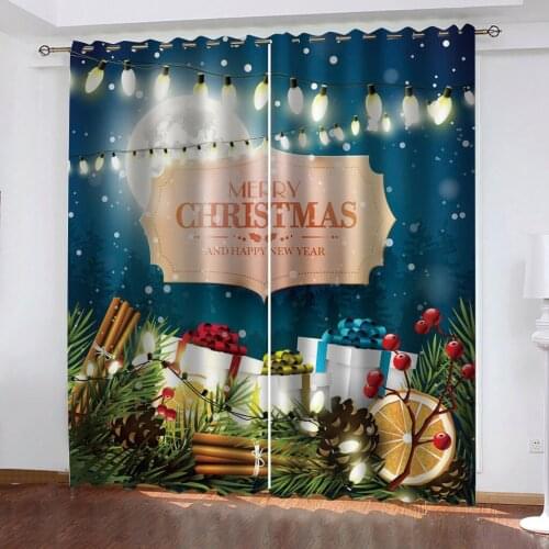 High quality custom 3d curtain fabric Beautiful Photo Fashion Customized 3D Curtains christmas curtains