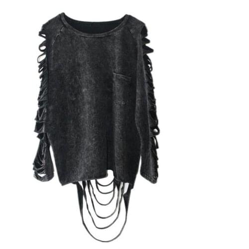 Women Tassel T Shirt Camisetas Y Tops Ropa Mujer Camisetas Femininas Roupas Irregular Punk Rock Pok Women 'S Clothes