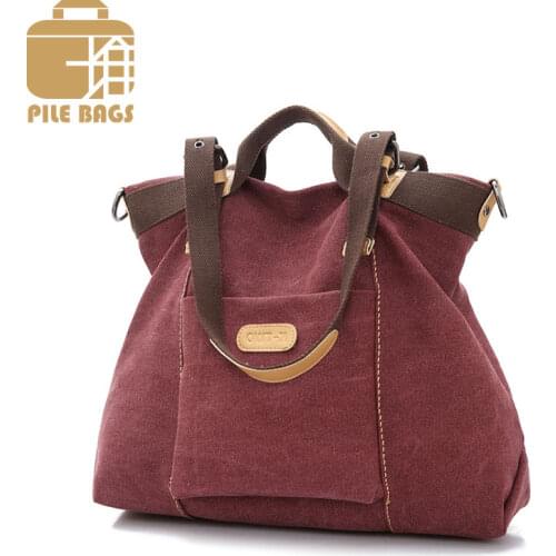 Ladies Hand Bags High Quality Designer Canvas Handbags Solid Women Big Bag Hobos Shoulder Tote Fashion Canvas Messenger Tote Bag