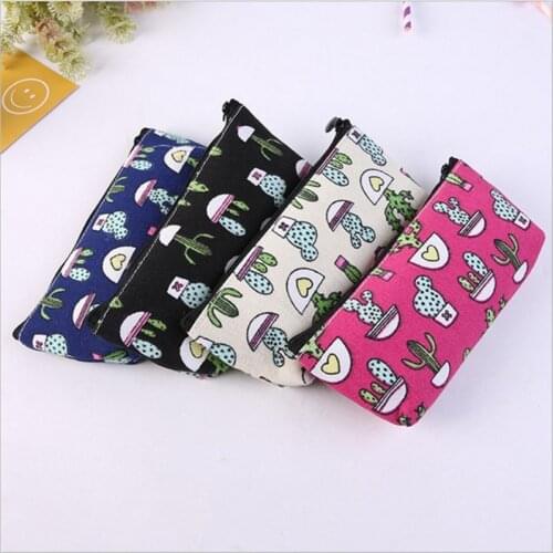 1Pcs Kawaii Pencil Case Cactus plant Canvas Gift Estuches School Pencil Box Pencilcase Pencil Bag School Supplies Stationery