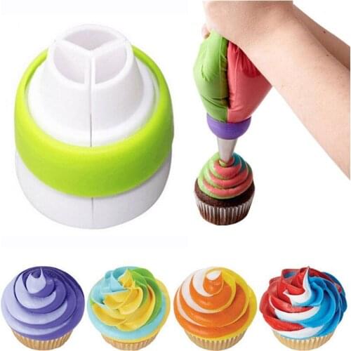 1pcs Russian Icing Piping Nozzles Tips Cream Bag Tricolor Converter Cake Decorating Pastry Tools Baking accessories
